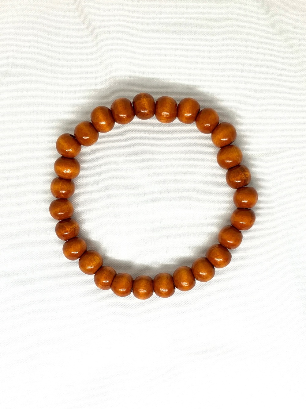 Wooden Bead Stretch Bracelet - Honey Brown